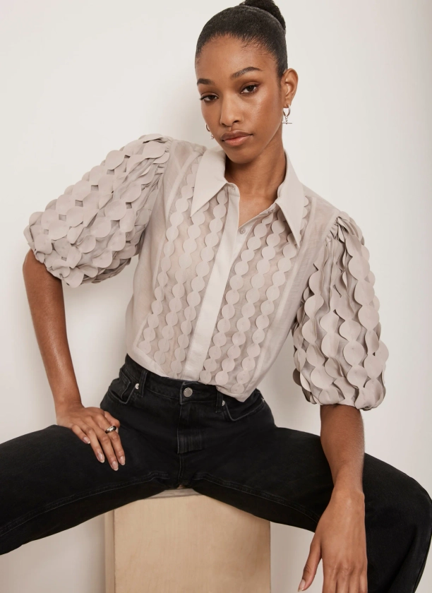 Mink Applique Organza Shirt