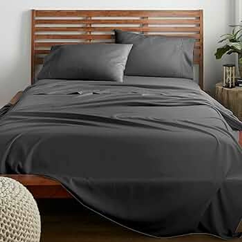 American Home Collection Queen Sheet Set - 4 Pieces Extra Soft Bedding Sheets & Pillowcases Set - Breathable, Wrinkle Free, Deep Pockets, Easy Fit, Oeko-Tex, Soft Bed Sheets (Queen, Dark Gray)