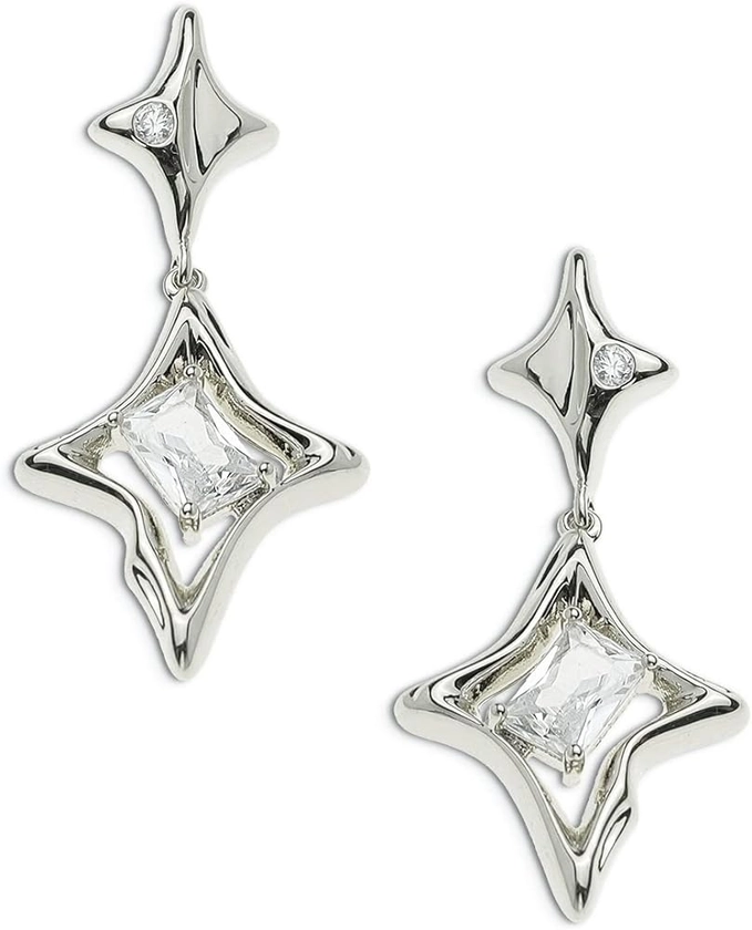 JeanBeau Gold Star Drop Dangle Earrings for Women - Trendy Sparkly Cubic Zirconia Unique Hypoallergenic Fashion Jewelry Gift