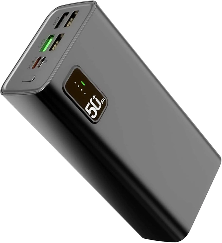 TOOSPON Power Bank 50000mAh,QC3.0 22.5W & USB C PD20W Fast Charge,Portable Charger, External Battery, 2 Input and 3 Output (QC & USB & Type C) for Mobile Phone, Camera, Pad, Headset etc