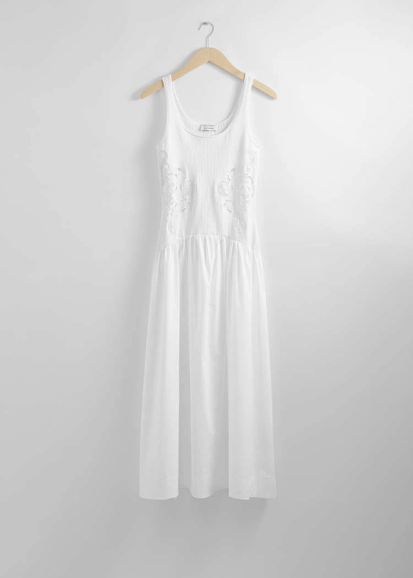 Robe débardeur midi brodée - Blanc - Midi dresses - & Other Stories FR