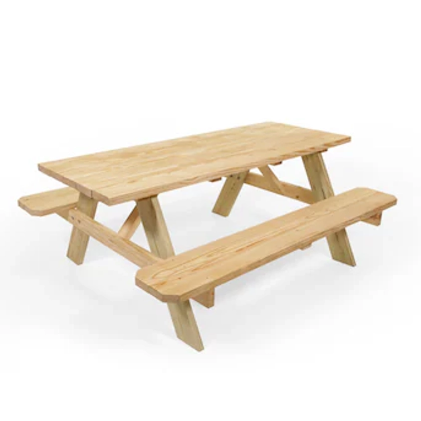 Style Selections 72-in Brown Southern Yellow Pine Rectangle Picnic Table in the Picnic Tables department at Lowes.com