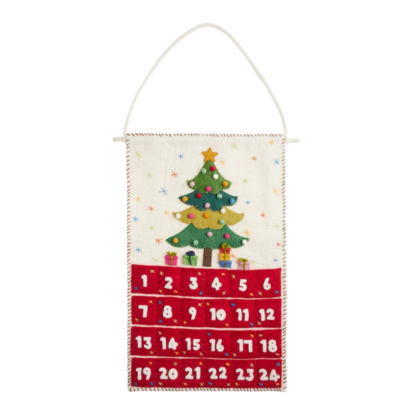 Felted Wool Christmas Tree Advent Calendar Hanging Decor - World Market