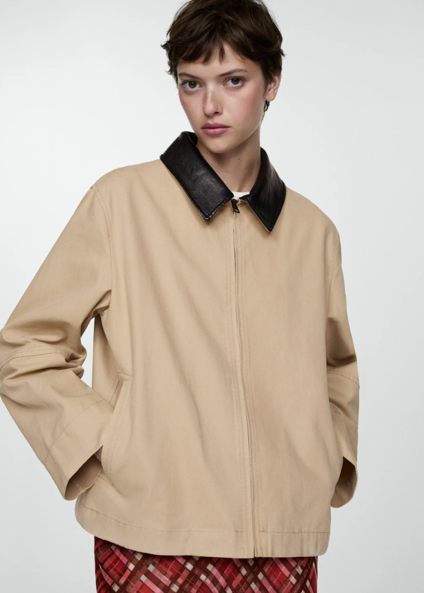 Parka with contrasting collar - Women | MANGO USA