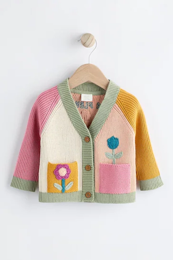 Buy Pink/ Green/ Ochre Yellow Colourblock Baby Knitted Cardigan (0mths-3yrs) from the Next UK online shop