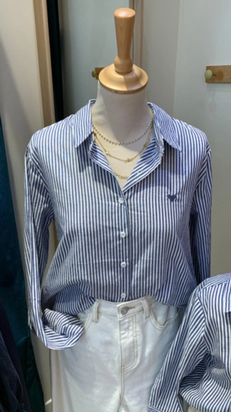 Chemise rayée bleue adulte | AUX PETITS BONHEURS