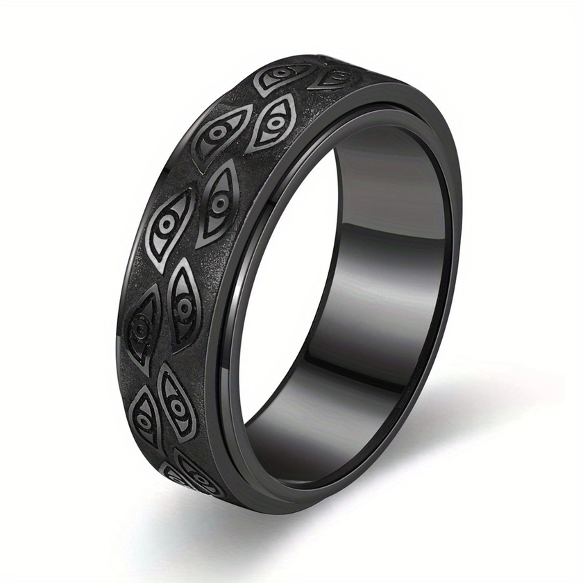 Minimalist Style Fidget Ring Made Stainless Steel Evil Eye - Temu