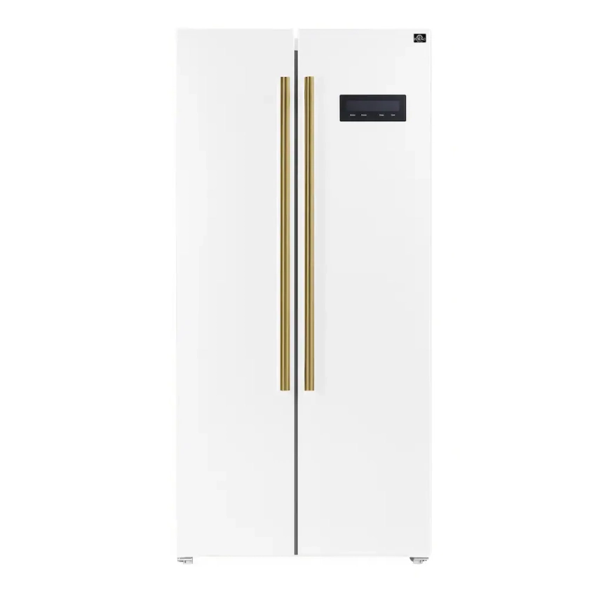 Forno Salerno 33-inch Freestanding Side-by-Side White Refrigerator, 15.6 cu.ft. with Antiq... | The Home Depot Canada