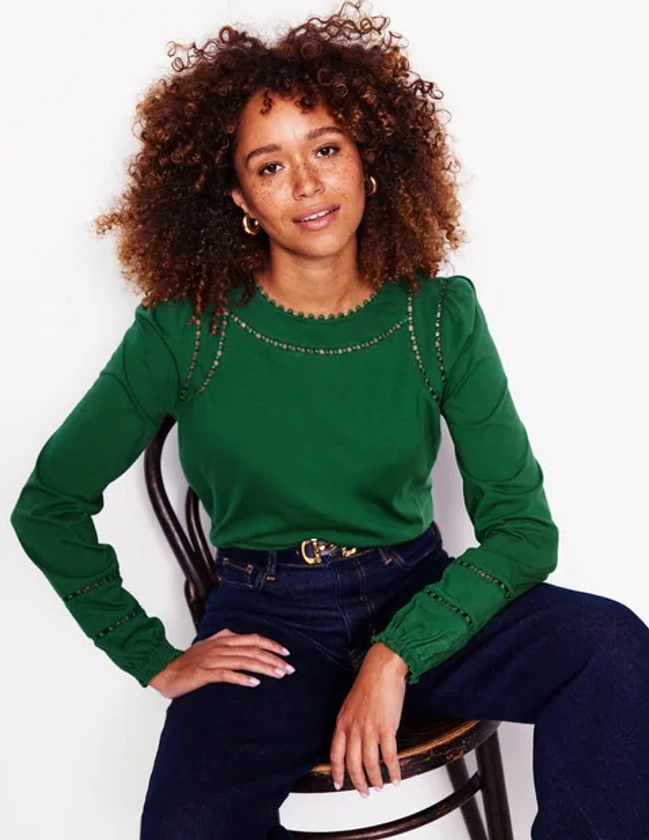 Mila Long Sleeve Top - Pine | Boden UK