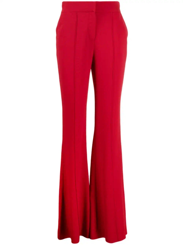 high-waisted crepe flared trousers