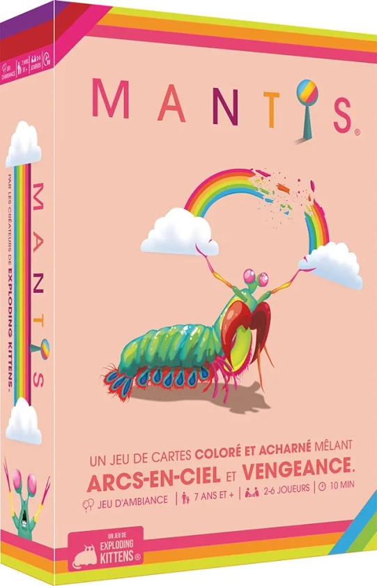 Asmodee - Exploding Kittens - Mantis - Jeu de Société Famille pour Enfants dès 7 ans - Jeu de Cartes et d'Ambiance pour Adultes Aussi - 2 à 6 Joueurs - 10 min - Version Française