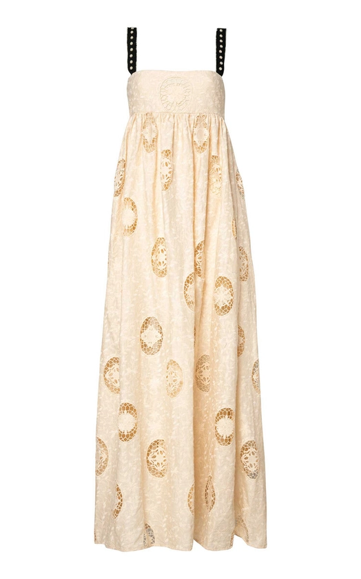 Verbena Platero Embroidered Linen Maxi Dress