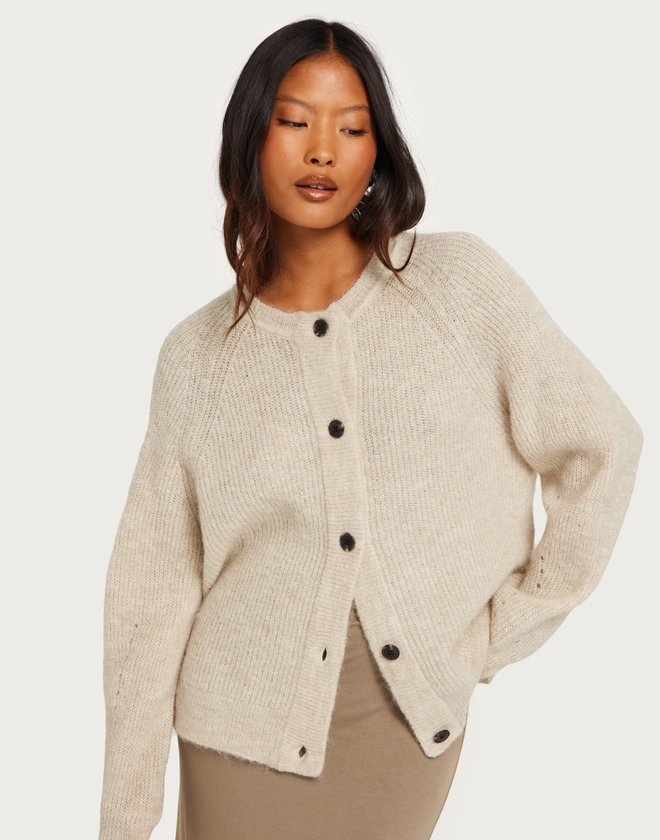 Buy Selected Femme SLFLULU LS KNIT SHORT CARDIGAN NOOS - Birch | Nelly.com