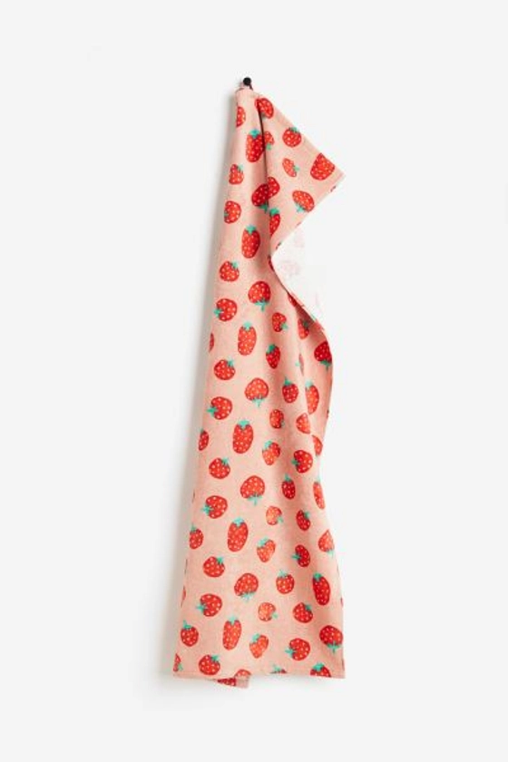 Patterned bath towel - Light pink/Strawberries - Home All | H&M GB