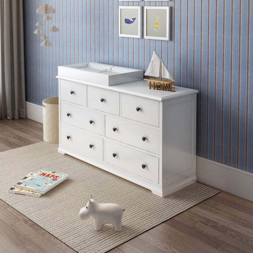 White Cardinia Baby Change Table with 7 Chest of Drawers CP004-T - Hallams Home