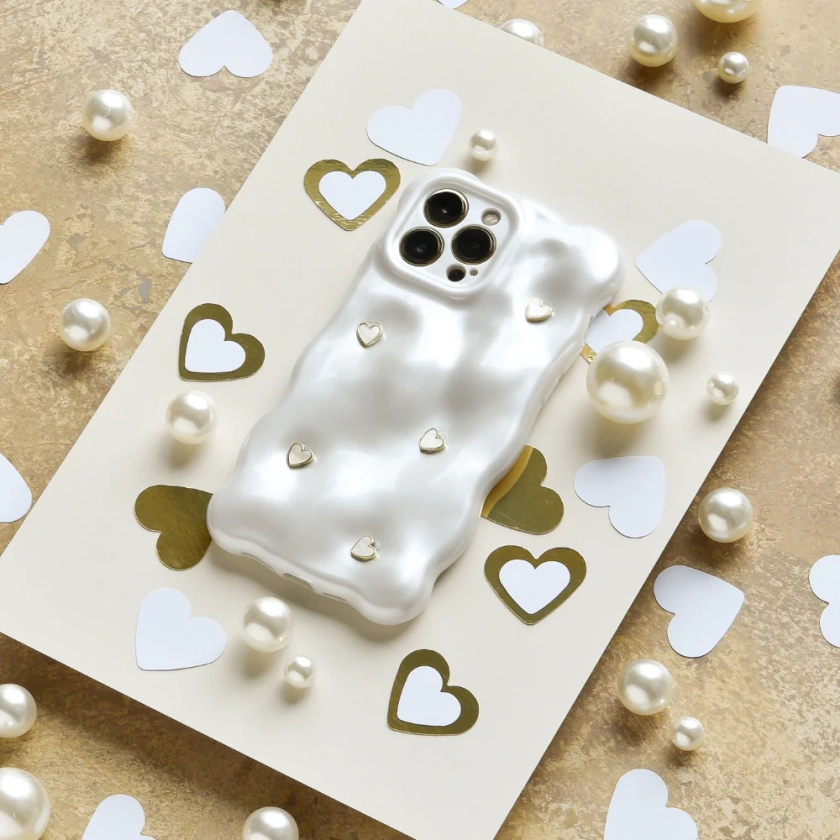 3D Pearl Love Hearts Phone Case