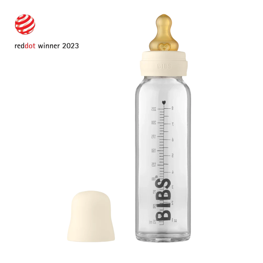 Baby Glass Bottle Complete Set 225ml - Ivory