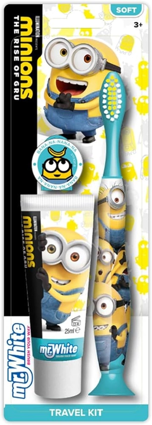 Minions Oral Care Travel Kit Contains Strawberry Flavour Toothpaste and Toothbrush with Protection Cap, Suction Cup, Comfortable Handle and Soft Bristles for Kids : Amazon.co.uk: Health & Personal Care