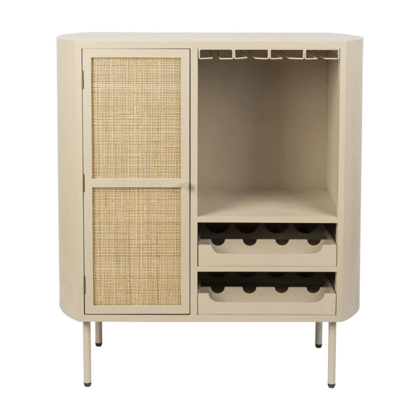 Olivia's Nordic Living Collection Maya Low Wine Cabinet in Beige