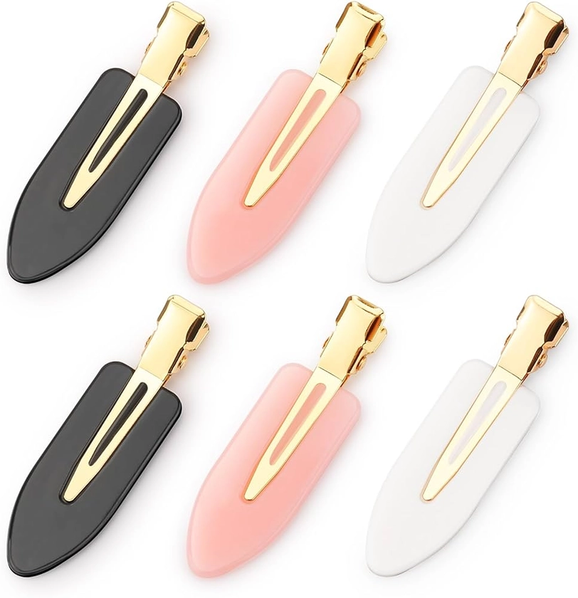 Amazon.com : D 6 Pcs Hair Clips No bend Hair Clips No Crease Hair Clip Makeup Clips for Women and Girls Flat Hair Clips for Hairstyling Salon Golden Handle : Beauty & Personal Care