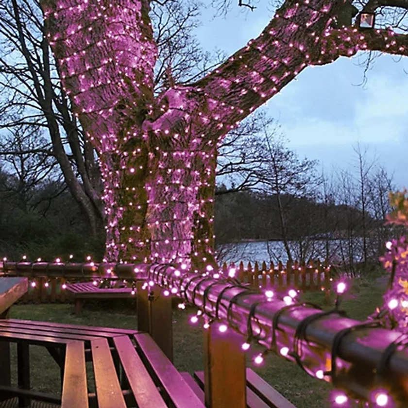 Festive Lights - ConnectPro 5m Pink Outdoor IP65 Connectable LED Christmas Fairy String Lights - No Plug | DIY at B&Q