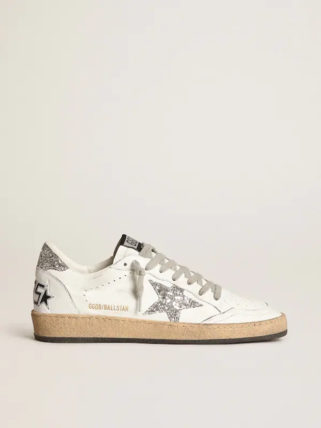 Ball Star in nappa with white star and glitter heel tab Golden Goose
