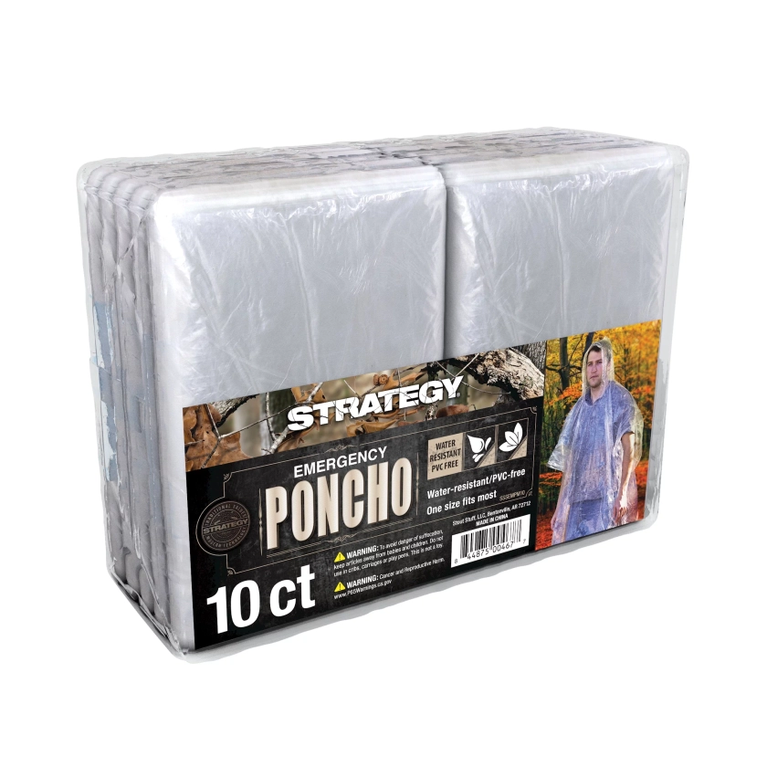 Strategy Clear One Size Fits Most Emergency Poncho 10 Count
