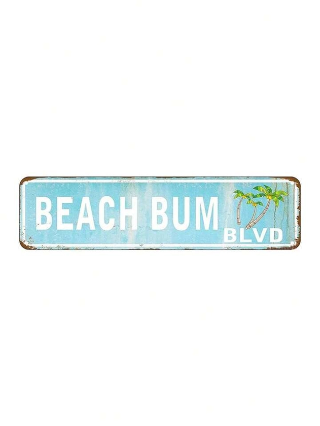 1pc, "Beach Bum BLVD" Trend Style Metal Tin Sign (15.75"X3.94"/40x10cm) , Novelty Street Sign, Vintage Plaque Decor, Home Decor, Room Decor, Wall Decor, Restaurant Decor, Bar Decor, Cafe Decor, Garage Decor, Farmhouse Decor | SHEIN USA