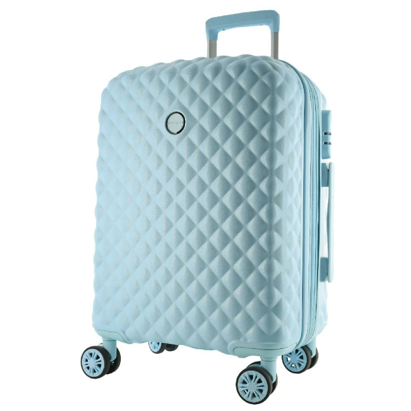 Buy Pierre Cardin Hardshell 4-Wheel 54cm Cabin Case + Bonus inflatable Neck Pillow Blue | Qantas Marketplace