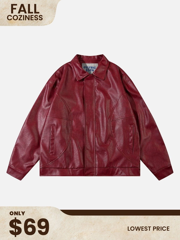 Aelfric Eden Vintage Burgundy Essential Faux Leather Jacket