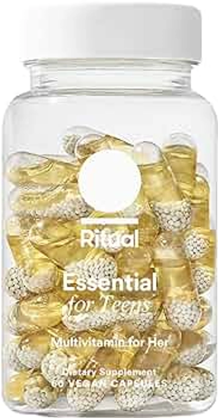 Ritual Teen Vitamins for Girls - Zinc, Vitamin A and D3 for Immune Function Support*, Omega-3 DHA & B12 for Brain Health, Non-GMO, Mint Essenced, 30 Day Supply, 60 Vegan Capsules