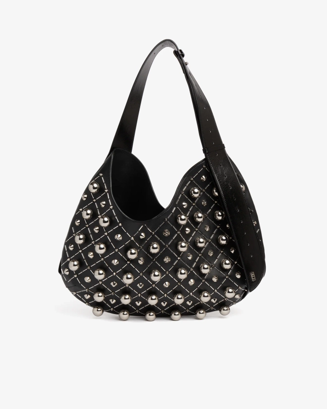 Comma Studded Big Hobo Bag : Unisex Bags Black | GCDS®