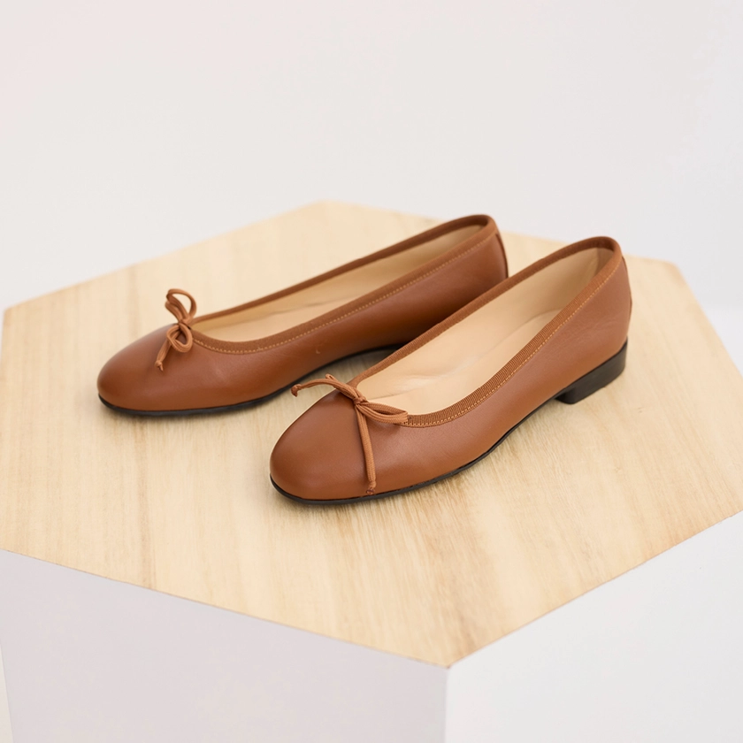 Ballerine femme Anna cuir cognac - Maison Hardrige