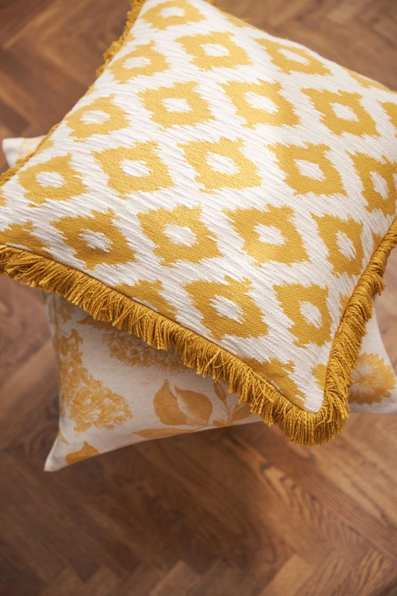 Jacquard-weave cushion cover - Mustard yellow/Patterned - Home All | H&M GB