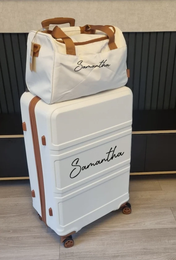 Personalised suitcase, monogram suitcase,personalised luggage,personalised cabin case,monogram suitcase,cream suitcase,18th21st30th40th gift