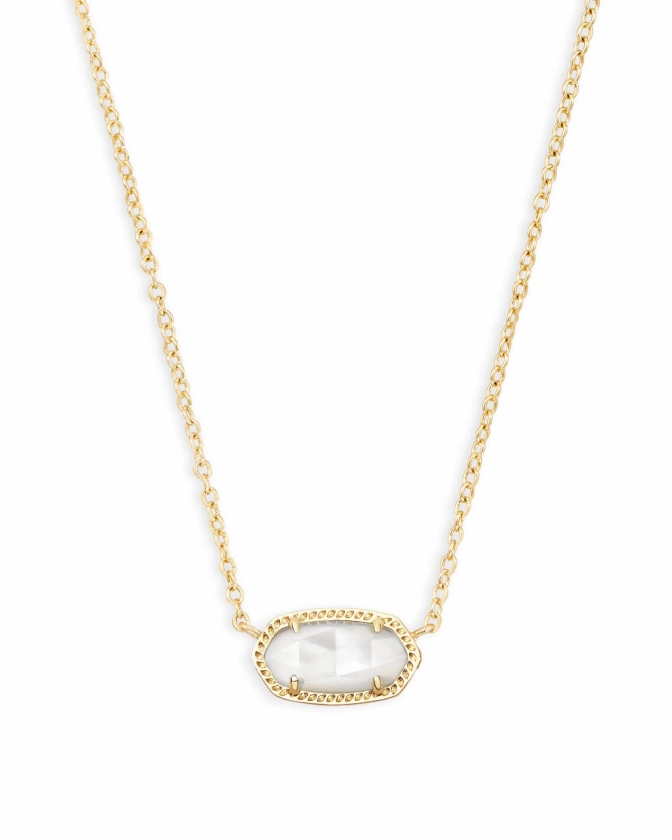 Elisa Gold Pendant Necklace in Ivory Mother-of-Pearl