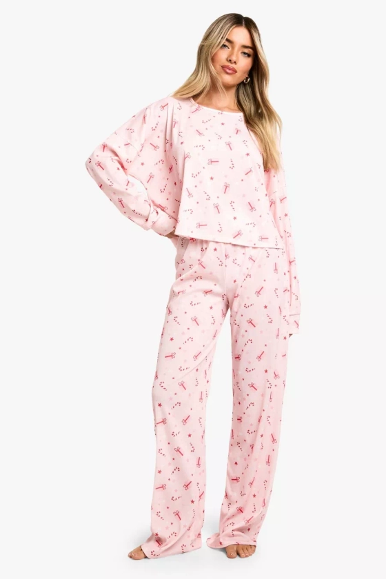 Christmas Present Print Jersey Lounge Trouser Pyjama Set