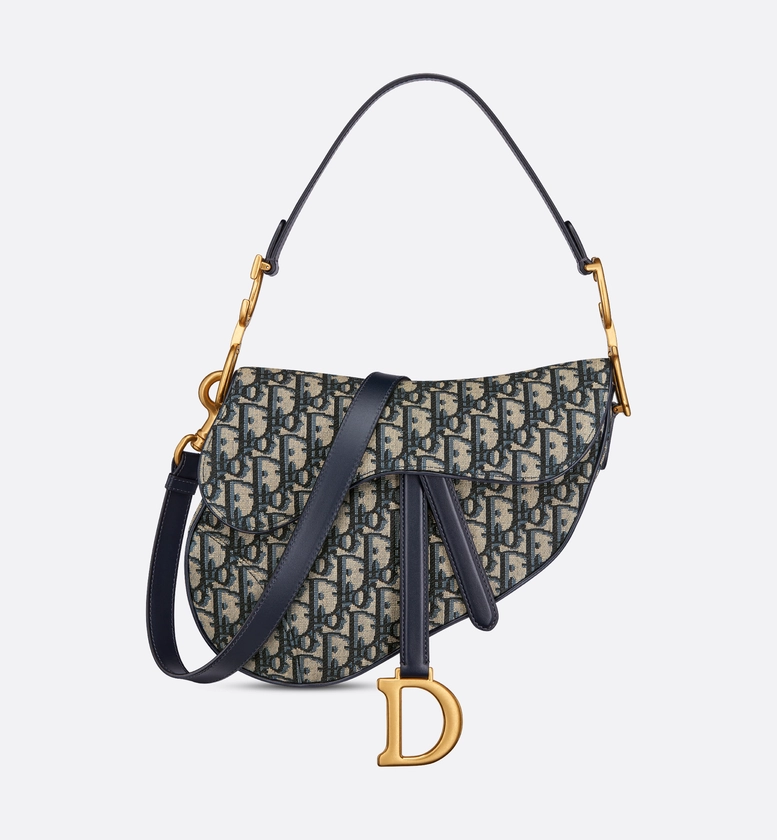 Saddle Bag with Strap Blue Dior Oblique Jacquard | DIOR