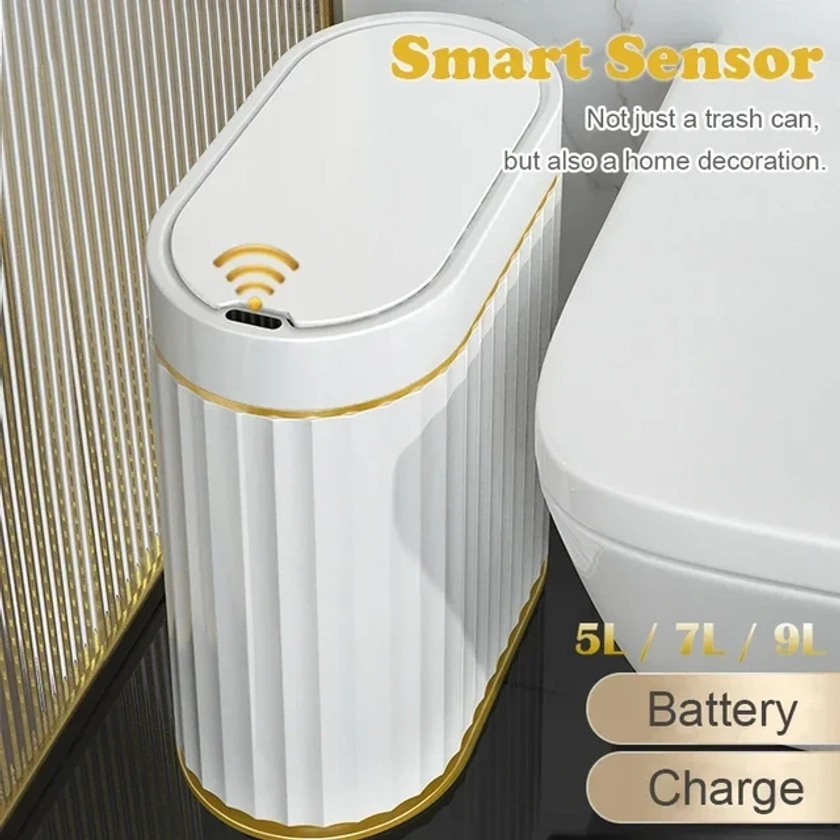 Smart Dump Bathroom Trash Bin, WC Lixo Bucket Dustbin, Trash Can Sensor automático com tampa, Acessórios de cozinha Wastebasket