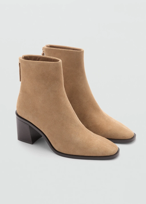 Bottines cuir à talon - Femme | MANGO France métropolitaine