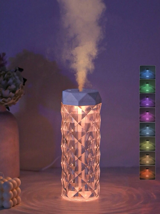 One Usb-Powered High-Capacity Acrylic Crystal Humidifier, Can Be Used As Usb Night Light, Desk Lamp, And Crystal Atmosphere Lamp. Small Aroma Diffuser For Bedroom And Home (Do Not Use Oil-Based Perfume Or Essence). The Lid Is Not Waterproof. Seven Colors Of Rgb Automatic Color Change, Press And Hold To Fix The Color. | SHEIN UK