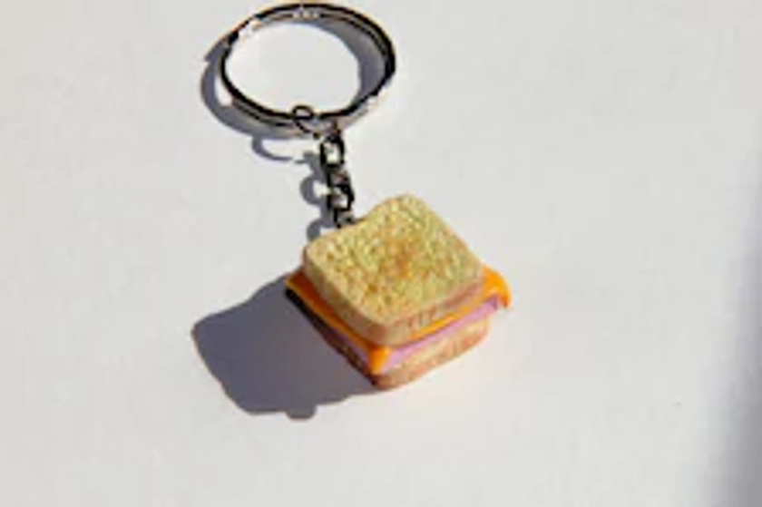 Grilled cheese keychain, Sandwich keychain, ham and cheese sandwich keychain, sandwich Planner Charm, food charm, realistic food, miniature