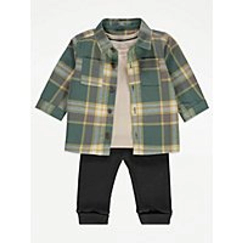 Checked Shirt Long Sleeve Top and Trousers 3 Piece Set | Baby | George at ASDA