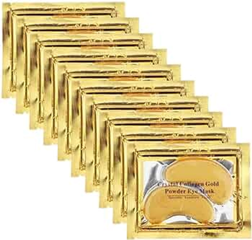 FEULHF 25 Pairs Gold Eye Mask Power Crystal Gel Collagen Masks, Great For Anti Aging, Dark Circles & Puffiness