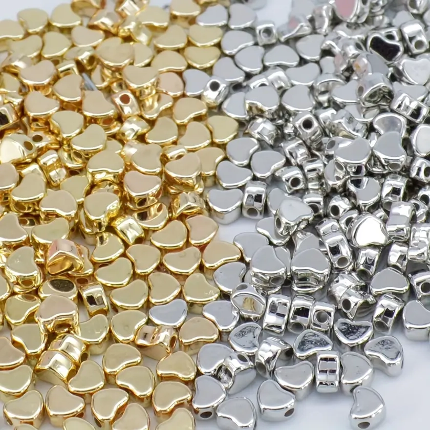 100pcs CCB Material Heart-Shaped Loose Beads With Straight Hole For Jewelry Accessories