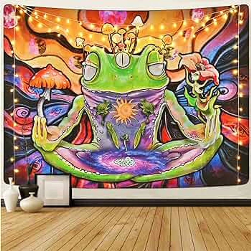 Krelymics Frog Tapestry Mushroom Tapestry Mystic Eyes Tapestries Moon Phase Tapestry Abstract Tapestry Wall Hanging for Room(51.2 x 59.1 inches)