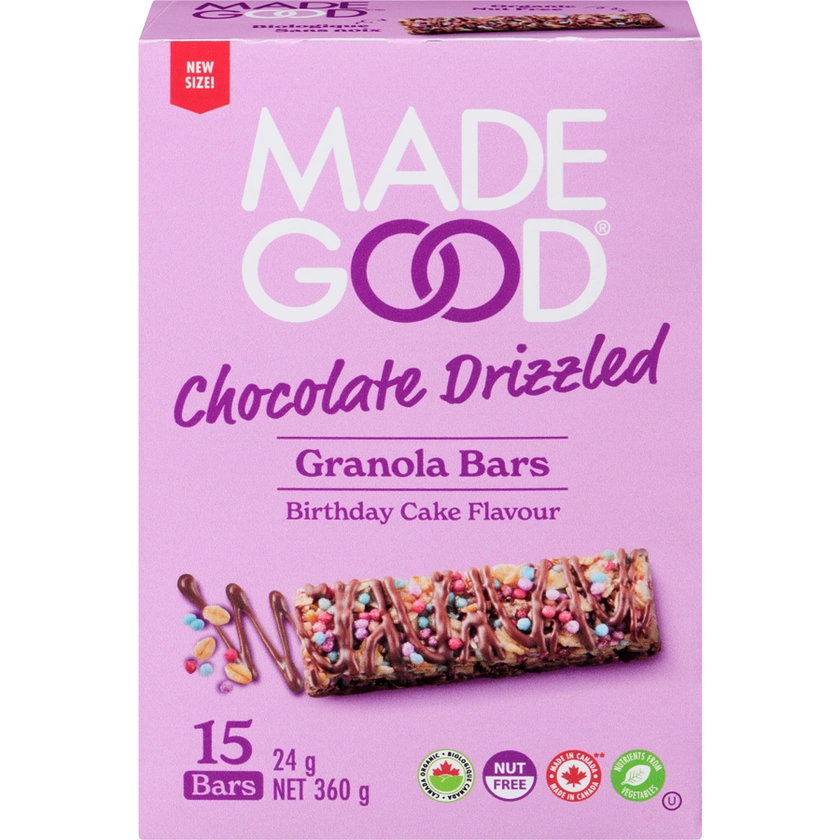 Granola Bars Chocolate Drizzled Birthday Cake Flavour