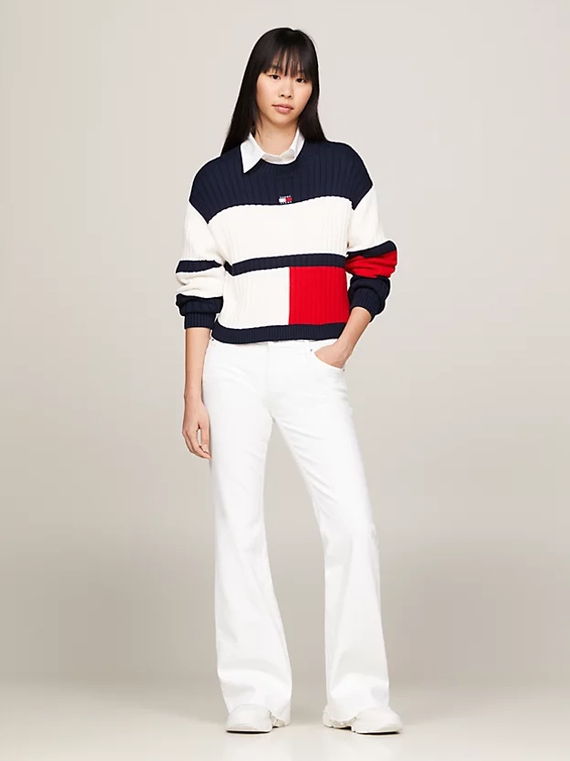 Jean droit évasé Sophie blanc taille basse | Denim | Tommy Hilfiger