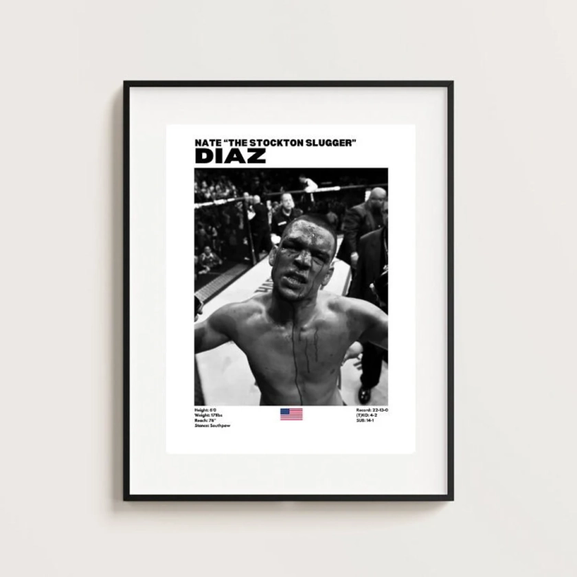 Poster Nate Diaz, Poster UFC, Idées d'affiches, Poster de combattant américain, Poster de combattant, Motivation d'athlète, Décoration murale - Etsy France