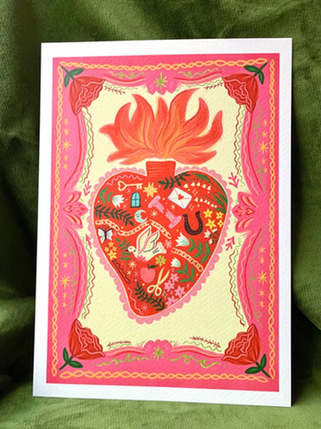 Full Heart Print - Pink & Red | millie-amber
